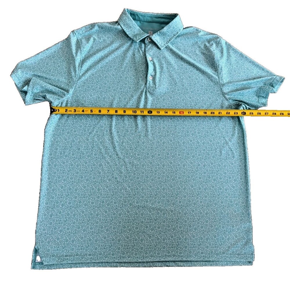 Hickey Freeman Shirt Mens XL Green Floral Polo Golf Short Sleeve Stretch EUC - Picture 2 of 10